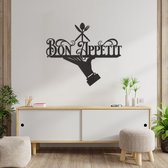 Wanddecoratie Smakelijk Eten - Muurdecoratie Bon Appetit - Wanddecoratie Keuken - Muurdecoratie Hout - Wanddecoratie Hout - Wanddecoratie Woonkamer - Wanddecoratie Industrieel - Wanddecoratie Dieren - Home Decor - Wall Line Art - 70.5 x 59 cm