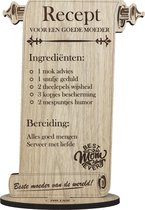 Recept moeder - houten wenskaart - kaart van hout om mama te bedanken - Moederdag - 17.5 x 25 cm