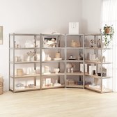 The Living Store Opbergrekken - Rechthoekig Schap - 100x50x200 cm - Zilver