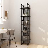 The Living Store Boekenkast Grenenhout - 40 x 30 x 105 cm - Grijs - Metalen frame