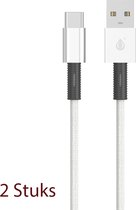 M.TK USB-C Anti-Buigen Kabel 1M | USB naar USB-C Kabel | USB C naar USB A Kabel 1M - Zilver kleur (2 Stuks)