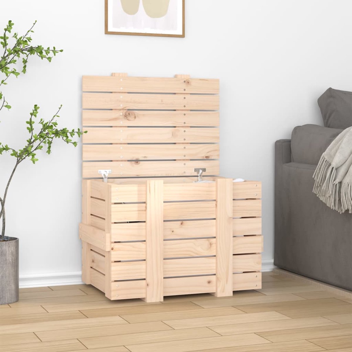 vidaXL - Opbergbox - 91x40,5x42 - cm - massief - grenenhout - wit