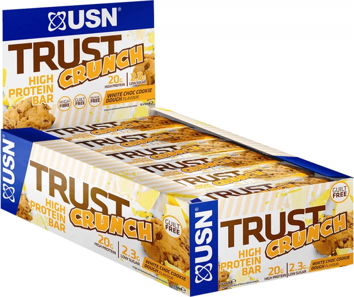 USN - Trust Crunch Protein Bar (White Chocolate Cookie Dough - 12 x 60 gram) - Eiwitreep - Energiereep