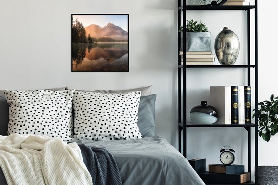 Fotolijst incl. Poster - Landschap - Mist - Water - Bomen - 40x40 cm - Posterlijst