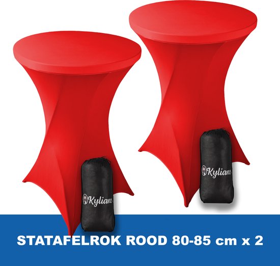 Statafelrok Rood x 2 – ∅ 80-85 x 110 cm - Statafelhoes met Draagtas - Luxe Extra Dikke Stretch Sta Tafelrok voor Statafel – Kras- en Kreukvrije Hoes