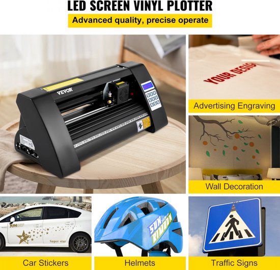 VEVOR Plotter de Decoupe Vinyle 375 mm Traceur de Coupe Machine de Decoupe  Vinyle avec Logiciel Signmaster Compatible Systeme Windows Coupe-Vinyle