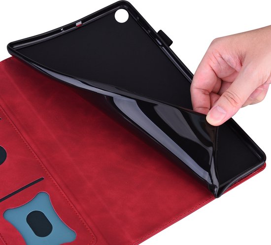 Case2go - Étui pour Lenovo Tab P12 Pro - Business Wallet Book Case - Avec porte-carte - Rouge