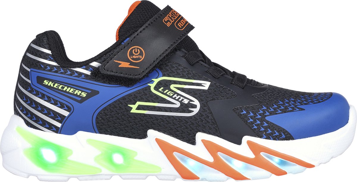 Skechers Flex-Glow Bolt Jongens Sneakers - Zwart/Blauw - Maat 35