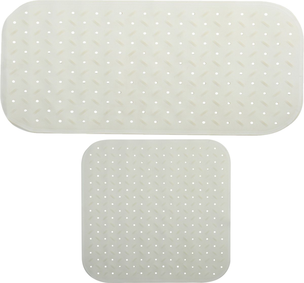 MSV Douche/bad anti-slip matten set badkamer - rubber - 2x stuks - wit - 2 formaten
