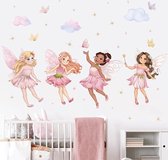 Muurtattoo meisjes feeën muursticker vlinder elfen muursticker wanddecoratie voor meisjeskamer kinderkamer babykamer