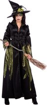 Wilbers & Wilbers - Heks & Spider Lady & Voodoo & Duistere Religie Kostuum - Luxuria Luxe Heks Van De Lage Landen - Vrouw - Groen, Zwart - Maat 38 - Halloween - Verkleedkleding