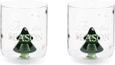 Riviera Maison waterglas, Kerst glazen, servies met kerstboom - It´s The Season, Drinkglas 300 ml - 2 stuks - set van 2 stuks