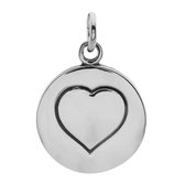 Zilveren hanger, gladde cirkel met getekend hart