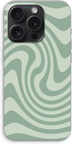 Case Company® - Hoesje geschikt voor iPhone 15 Pro hoesje - Swirl Groen - Soft Cover Telefoonhoesje - Bescherming aan alle Kanten en Schermrand