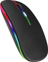 Draadloze Muis - Laptop en Gaming - Bluetooth - RGB LED - Oplaadbaar - Zwart