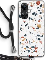 Case Company® - Hoesje met koord geschikt voor OnePlus Nord CE 3 Lite hoesje met Koord - Terrazzo N°4 - Telefoonhoesje met Zwart Koord - Bescherming aan alle Kanten en Over de Schermrand