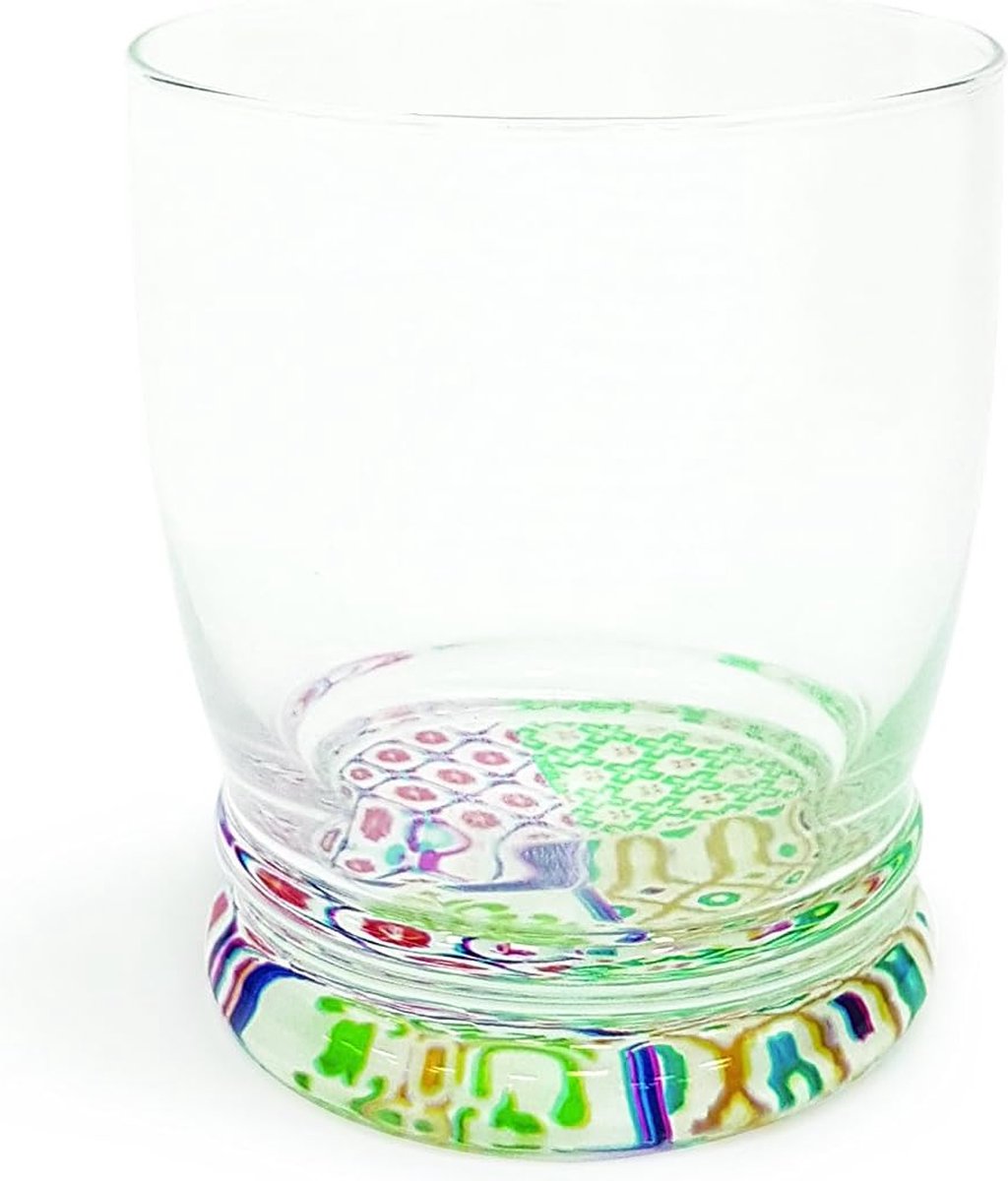 Set van 6 Waterglazen met Multicolor Bodemdecoratie - Vaatwasmachinebestendig