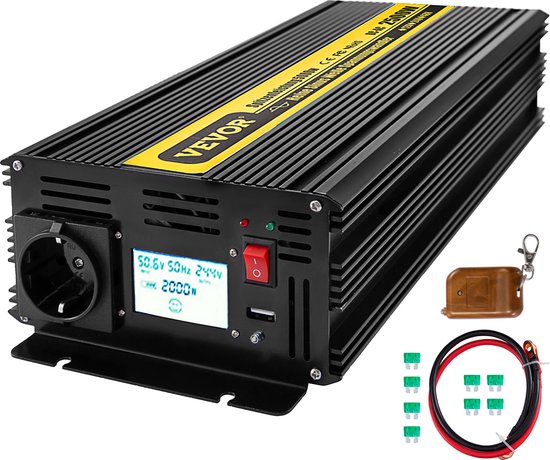 Convertisseur de tension sinusoïdal pur EDECOA 12V 230 V 1000 2000 WATTS  V3.0