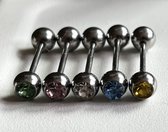 Bijoux by Ive - Tongpiercings - Piercing - RVS - Set van 5 - In 5 verschillende kleuren