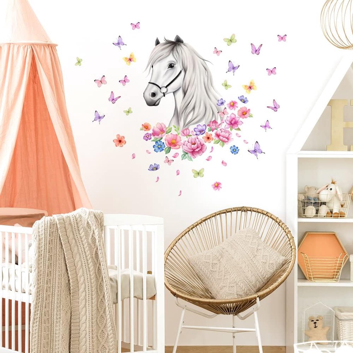 Autocollant mural cheval Animal, sparadrap mural pour chambre d'enfants et  de bébé, accessoires de décoration