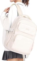 SHOP YOLO - Sac à dos pour ordinateur portable étanche - sac à dos d'écolier avec compartiment pour ordinateur portable - 15,6 pouces - Wit