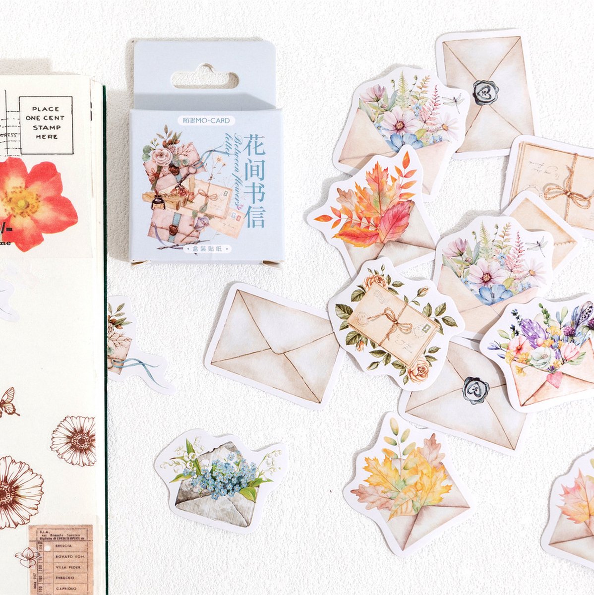 Stickerset Envelopjes met Bloemen - 46 stuks - Bullet Journal Stickers - Planner Agenda Stickers - Scrapbook stickers - Bujo stickers - Hobbystickers - Stickers volwassenen en kinderen — afbeelding 4