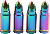 VCTparts Kogelvormige Auto Ventieldopjes Bullets Universeel - Aluminium Multicolor (Set 4 stuks)