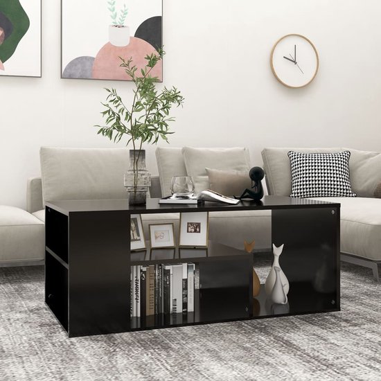 The Living Store Table de salon - Table basse - 100 x 50 x 40 cm - Stable et durable - Panneau de particules Zwart