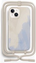Woodcessories Change Case 2 in 1 Bio - Convient pour iPhone 15 Plus - Tour de cou amovible - Durable - Respectueux de Eco - Fabriqué à partir de matériaux biologiques - Beige Blue