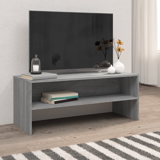 The Living Store Tv-meubel - Trendy en praktisch - Stevig - Afmeting- 100 x 40 x 40 cm - Ken- Grijs sonoma eiken - The Living Store