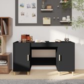 Bol.com The Living Store Bureau Meubel - 140 x 50 x 75 cm - Zwart houten bureau met opbergruimte aanbieding