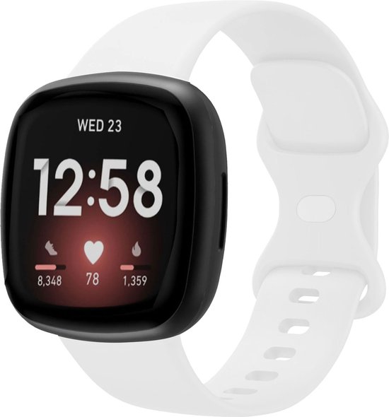 Bracelet Strap-it Smartwatch - Bracelet de montre en silicone adapté pour Fitbit Versa 3 / Fitbit Versa 4 / Fitbit Sense / Fitbit Sense 2 - blanc - Taille : Taille S