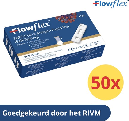 Zelftest - Covid-19 - Voordeelverpakking - Corona zelftest - Corona Covid sneltest FlowFlex 50 stuks (SARS, RIVM goedgekeurd)