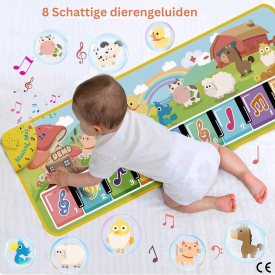 Tapis Piano Musical LEAZZLE – 8 Sons D'instruments, Antidérapant, Pliable – Pour Bébé 1-3 Ans – Jeu éducatif, Cadeau Noël/anniversaire – 110 X 38 Cm