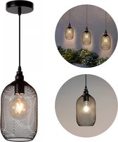 Cheqo® Buitenlamp - Hanglamp Solar - Tuinlamp op Zonne-Energie - Buitenlamp Zonne Energie - LED - ø15cm - 27cm Hoog - Metaal