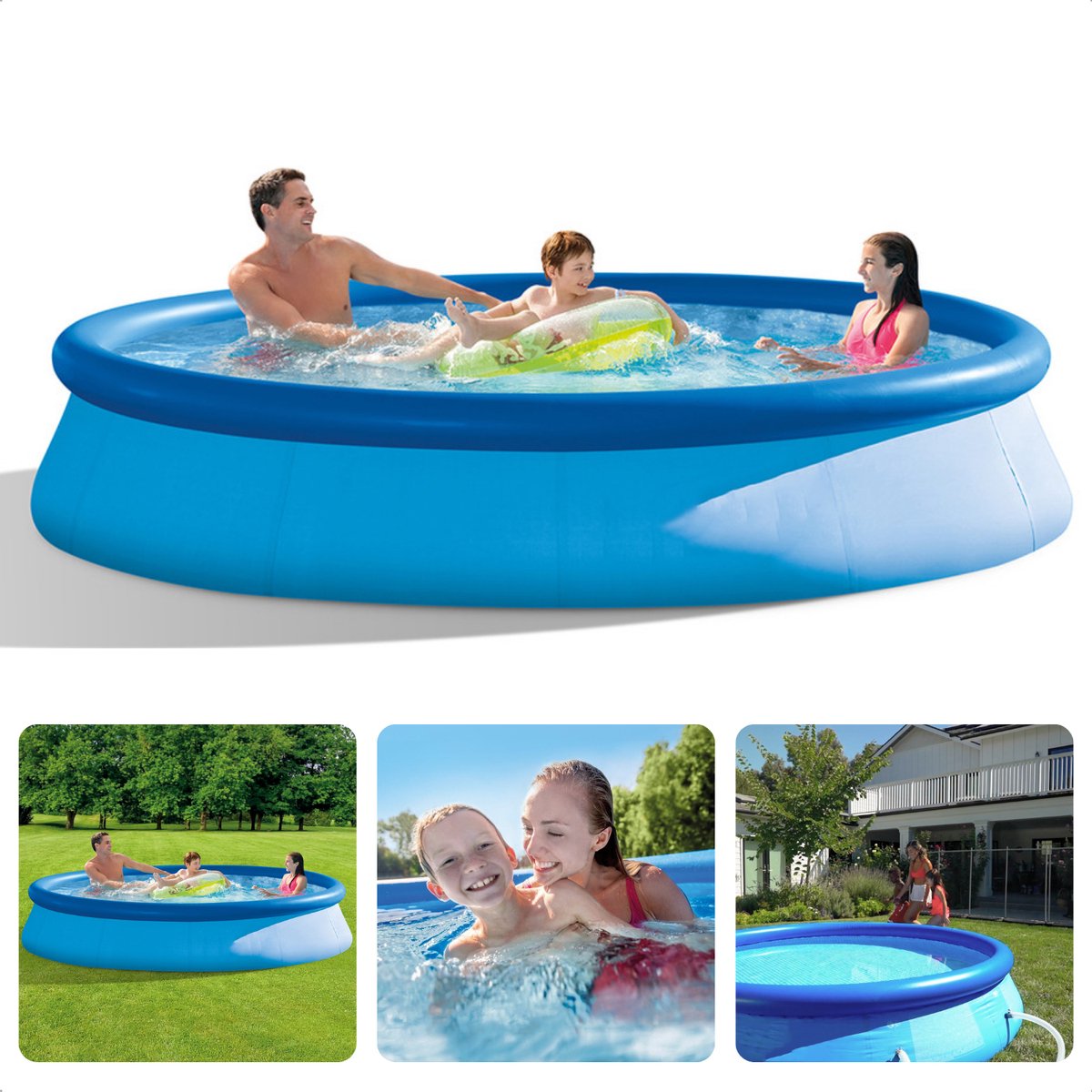 Cheqo® Zwembad met Filterpomp - Opblaaszwembad - Opzetbad met Filter - 366cmx310cmx76cm - 5621L - Vanaf 6 Jaar