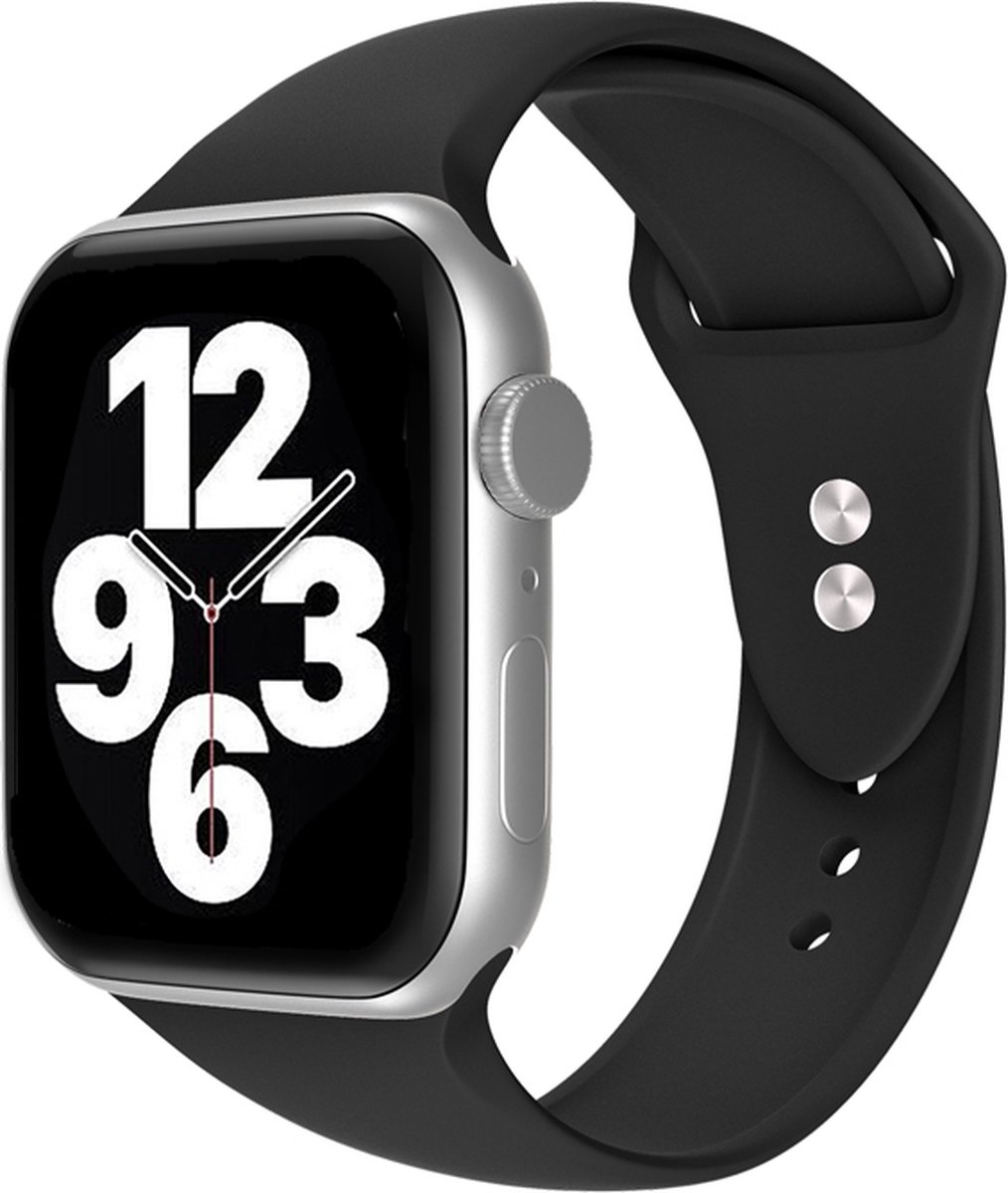 Gerrey® Siliconen bandje geschikt voor Apple Watch - Zwart Siliconen - 42/44/45/49 mm - Gerrey - Series 1 2 3 4 5 6 SE 7 8 - Geschikt voor Apple Watch