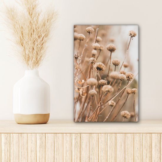 Peinture sur toile Fleurs séchées - Beige - Fleurs - Nature - 20x30 cm - Décoration murale
