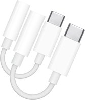2x JUALL USB-C naar 3.5mm Jack Adapter - Aux naar USB C Kabel - Audio Verloopstuk Tussenstukje Oortjes - Geschikt voor Samsung, Huawei, Xiaomi, Oppo, iPhone 15 - Wit