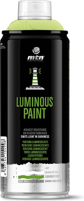 MTN Glow in the Dark spuitbus - 400ml spuitverf - Licht in het donker graffiti verf voor vele doeleinden zoals voor diy, klussen, graffiti, hobby en kunst