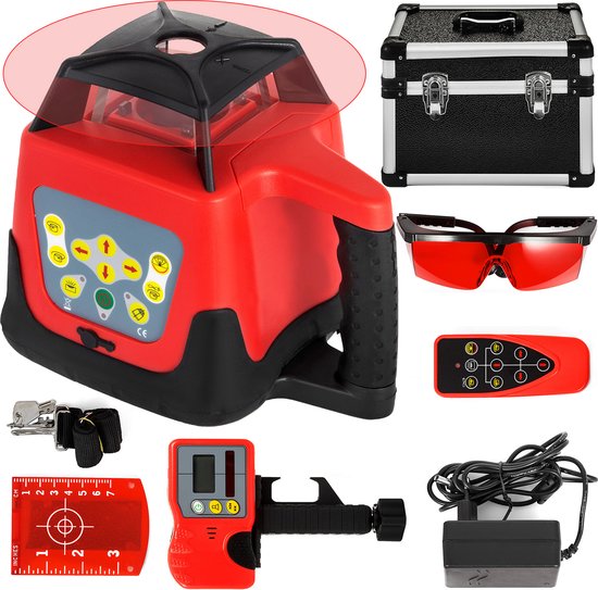 Kruislijnlaser Laser Waterpas Zelfbalancerende 4x360° Laserniveau Horizontaal Verticaal Groene lijnlaser IP54 Waterbescherming met 2 oplaadbare batterijen & magnetische hefstandaard inbegrepen (Zwart