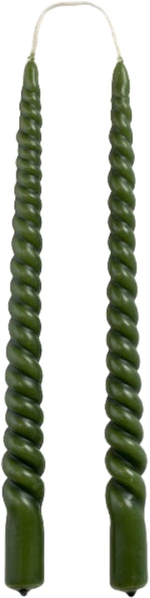 Rustik Lys - Dinerkaarsen 'Swirl' (Set van 2, Hunting Green)