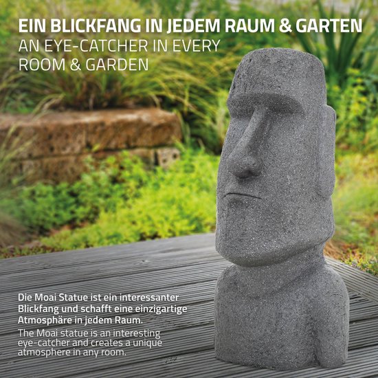Figurine de jardin Île de Pâques Moai Grijs 37x26x78 cm