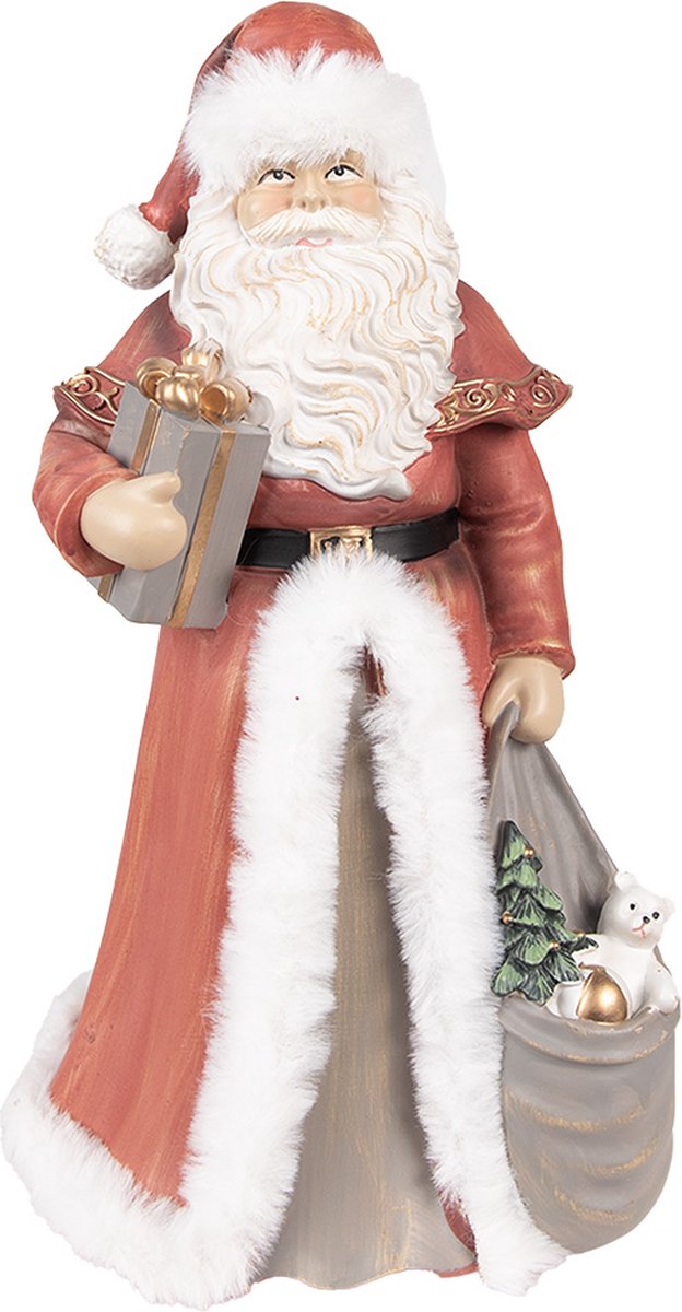 Clayre & Eef Beeld Kerstman 31 cm Rood Polyresin