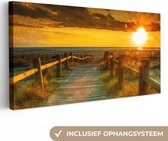 Canvas - Schilderijen woonkamer - Zon - Strand - Duin - Horizon - Canvas doek - 40x20 cm - Muurdecoratie - Foto op canvas