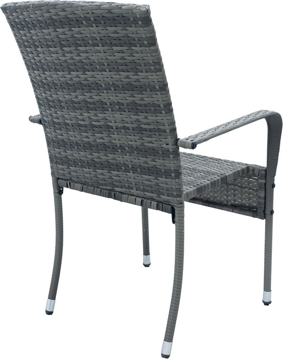 Polyrotan Tuinstoelen Yoro - 4-delig - Grijs - Stapelbaar