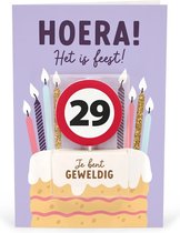 Verjaardagskaart met kaars | 29 jaar | Je bent geweldig