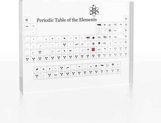 Tableau périodique des éléments - Acrylique - version avec éléments réels - 11,4x15cm