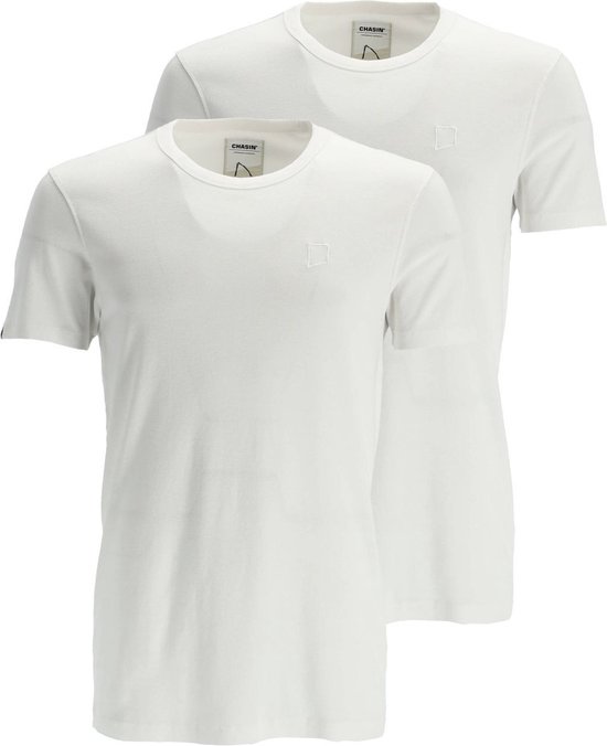 Chasin' T-shirt Eenvoudig T-shirt Base-B 2-pack Wit Maat L