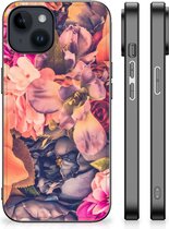 Hoesje Super als Moederdag Cadeau Geschikt voor iPhone 15 Plus Telefoontas met Zwarte rand Bosje Bloemen